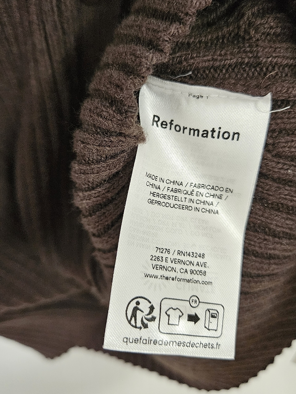 SOLD NWT Reformation Fia Cotton Cashmere Blend Cardigan Sz L Brown Ribbed - Picture 11 of 13